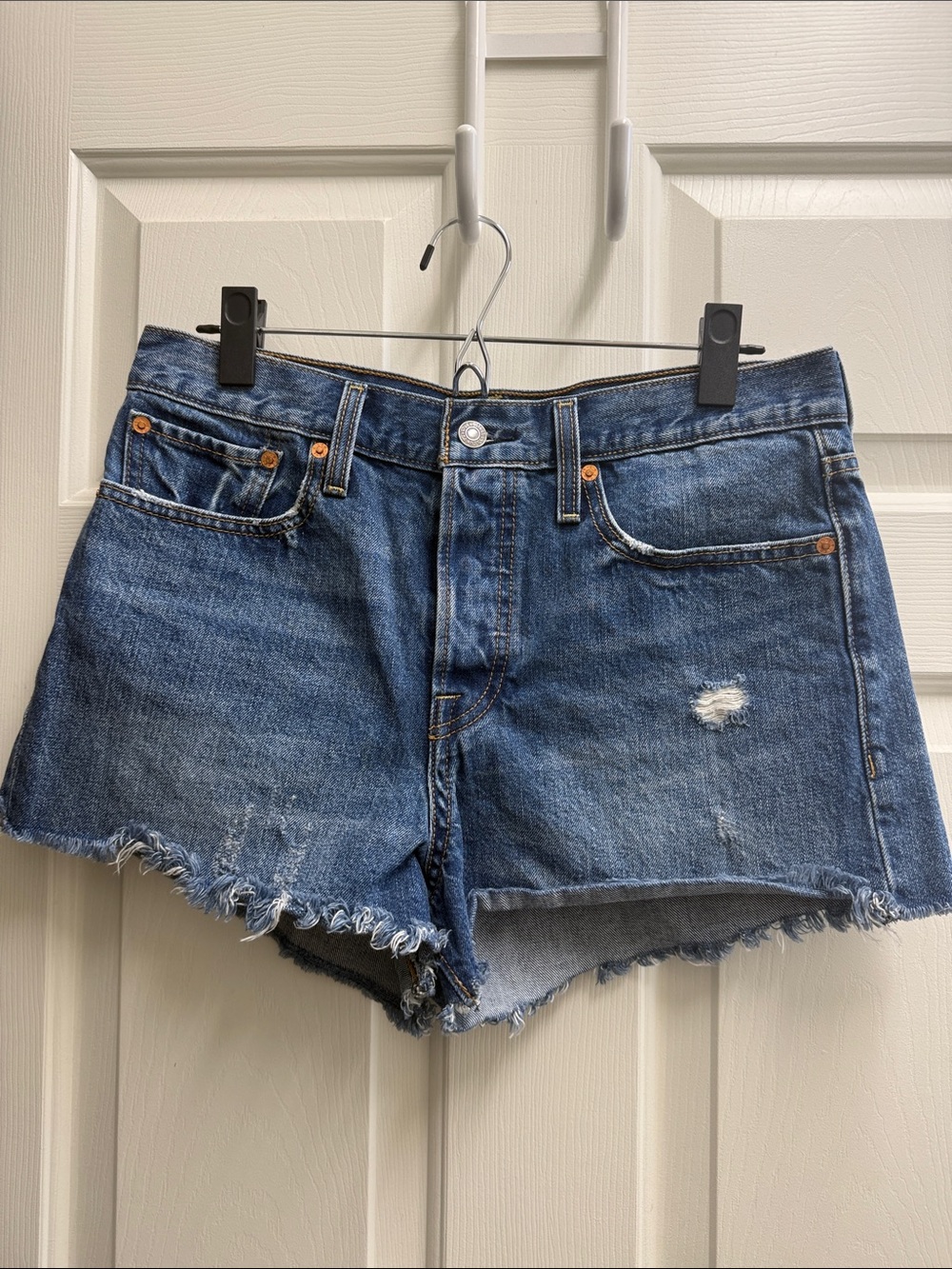 Levi's Blue Distressed Denim Jean Shorts